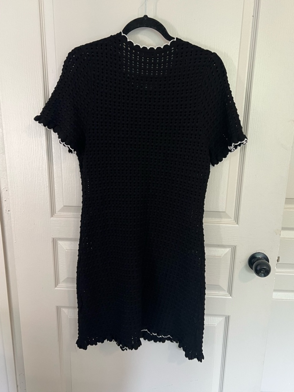 Sandro Black Crochet Knit Mini Dress Size 40 NWT - Picture 3 of 6